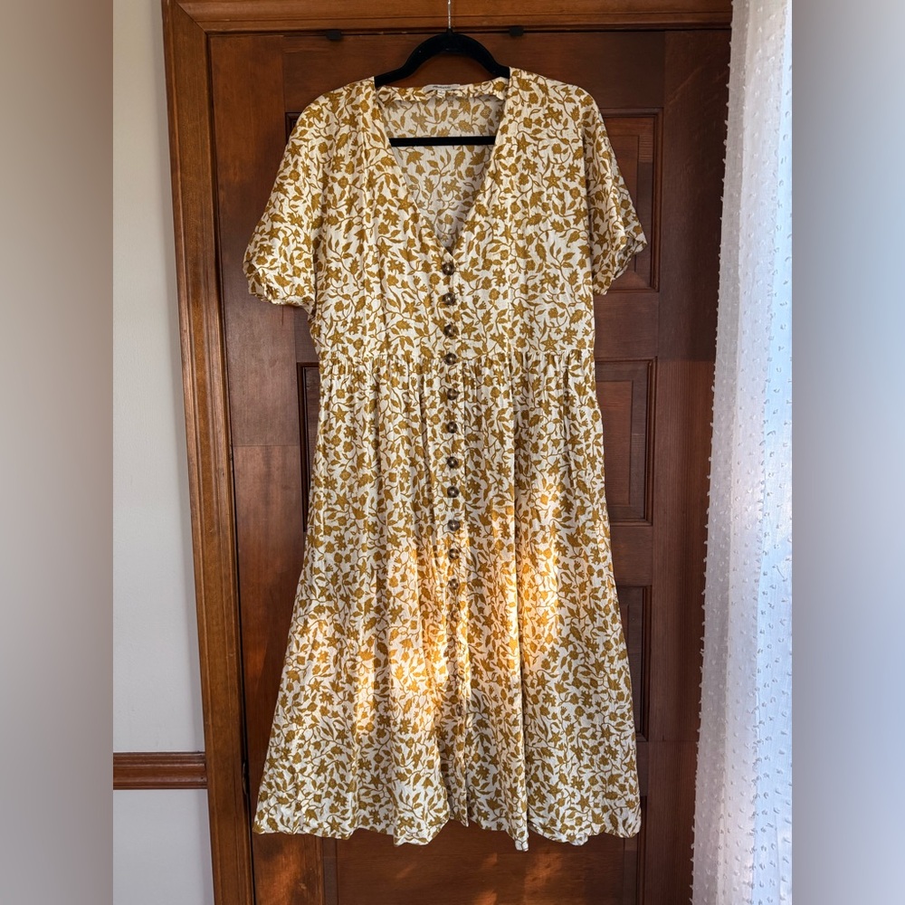 Madewell Button-Front Midi Dress in Batik Vine in Pearl Ivory - Picture 5 of 8